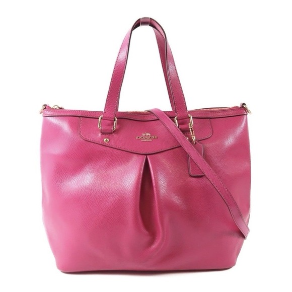 Rare Genuine Coach F36711 Fuchsia Pink Calfskin Leather 2 Way Shoulder Tote 2015